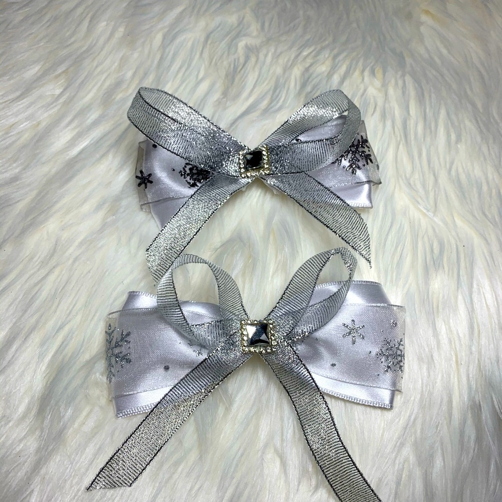 Satin Snowflake hair bows